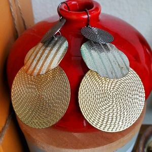 ⭐ Hammered Metal Circle Dangle Earrings